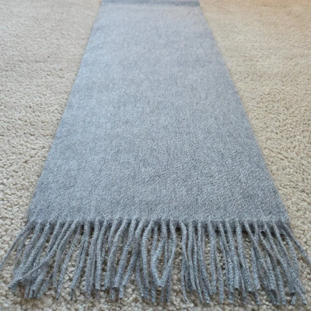 NWOT Grey Cashmere Fringed Scarf